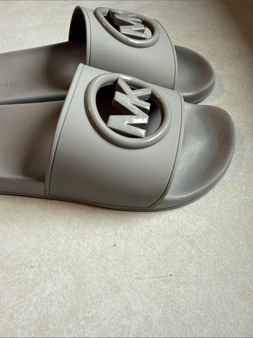 Michael Kors Gray Logo Slide Sandals